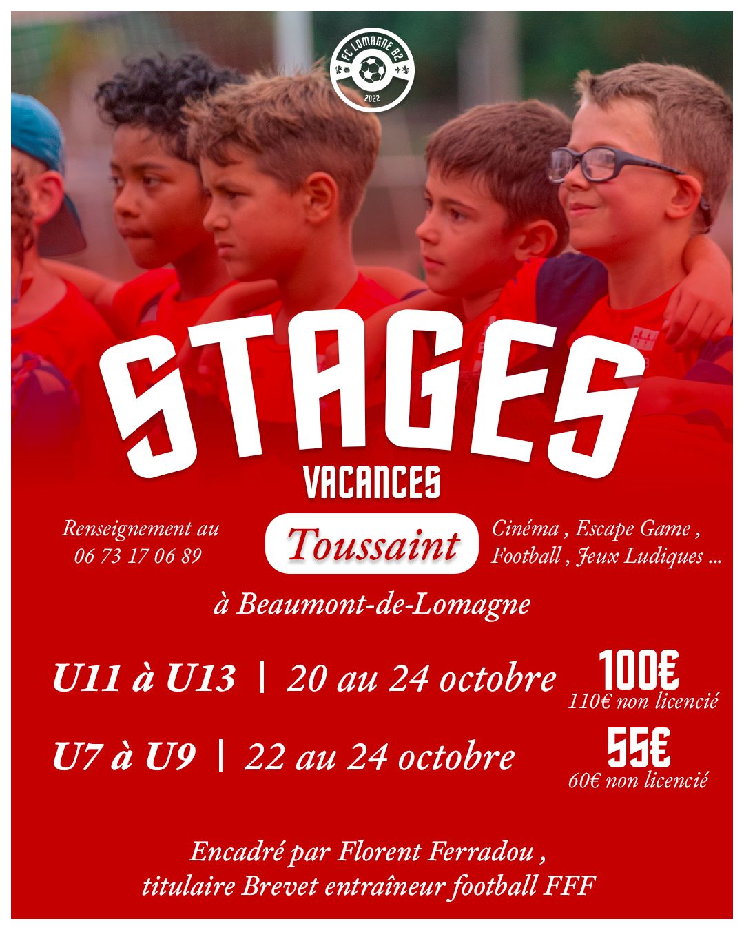 Stage de foot - vacances de Toussaint 2025 Stage de foot pour les jeunes